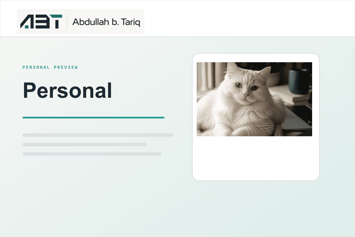 Mini browser preview of the Personal page